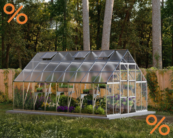 Palram-Canopia Gewächshaus Balance 10x16 304x484cm Einschubtechnik Alu silber